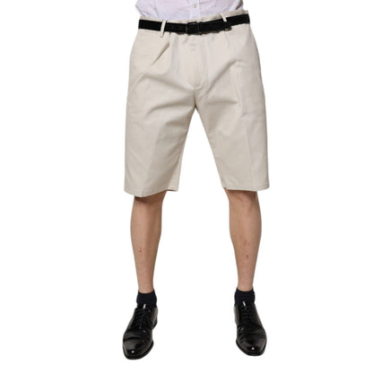 Dolce & Gabbana Beige Cotton Stretch Mid Waist Bermuda Shorts