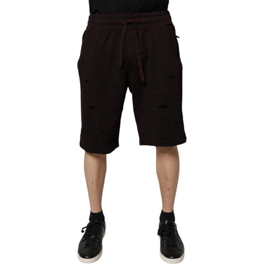 Dolce & Gabbana Bordeaux Cotton Bermuda Sweatshorts Shorts