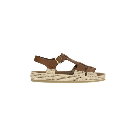 Prada Leather and Raffia Sandals