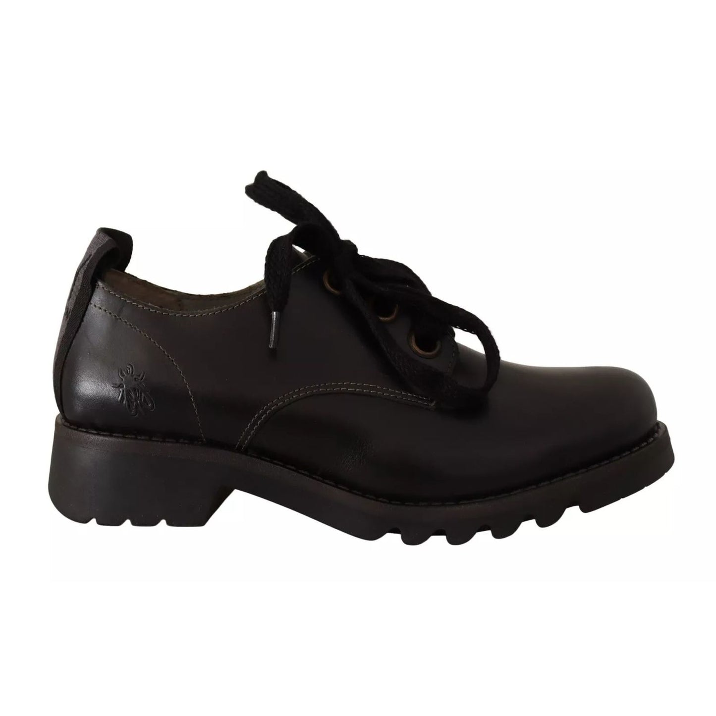 FLY LONDON Black Leather Low Top Lace Up Women Oxford Shoes