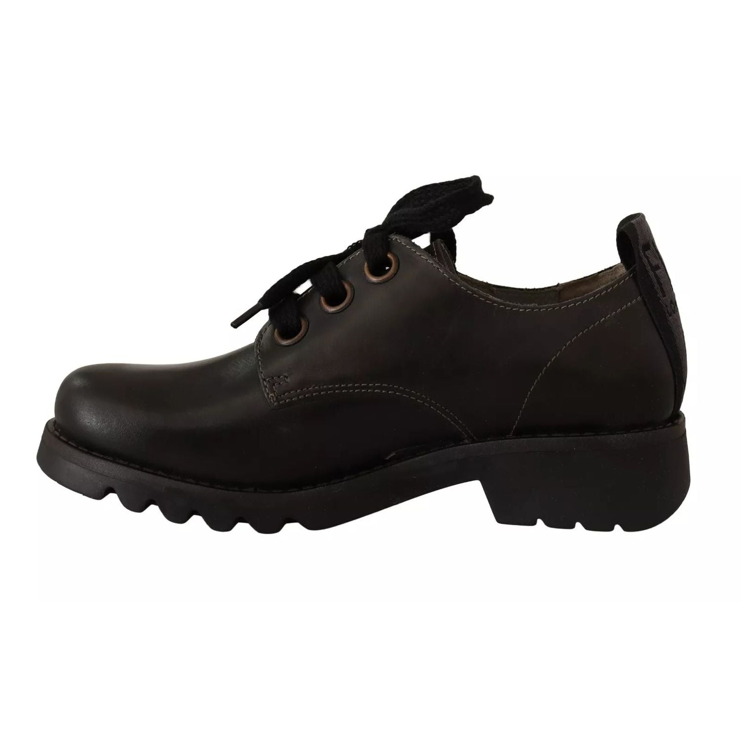 FLY LONDON Black Leather Low Top Lace Up Women Oxford Shoes