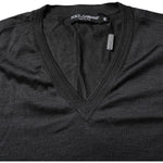 Dolce & Gabbana Dark Gray Silk V-neck Short Sleeves T-shirt TSH84664-46