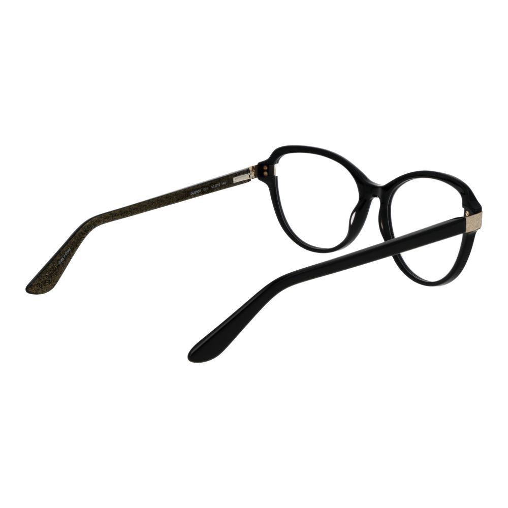 Guess Black Women Glasses Frame in black acetate, cat eye style with full-rim and demo lenses. Size 55-16-140.