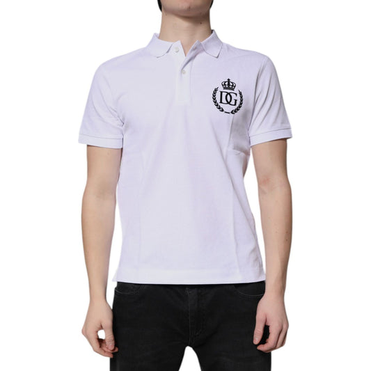 Dolce & Gabbana White Cotton Crown Collared Men Polo T-shirt