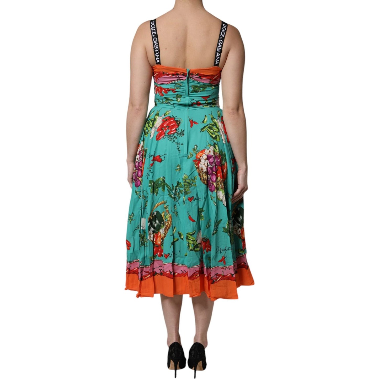 Dolce & Gabbana Multicolor Printed Silk Sleeveless Midi Dress DR81650-38