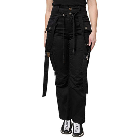 Dolce & Gabbana Black Cotton High Waist Cargo Pants