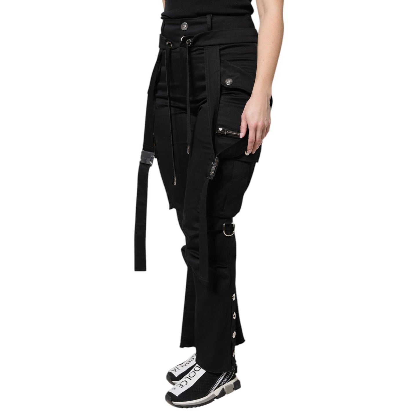 Dolce & Gabbana Black Cotton High Waist Cargo Pants