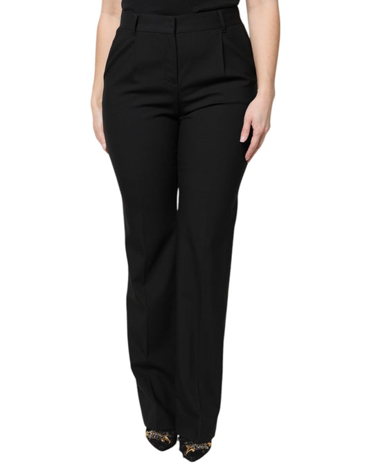 Dolce & Gabbana Black Wool High Waist Boot Cut Dress Pants PAN75975-40