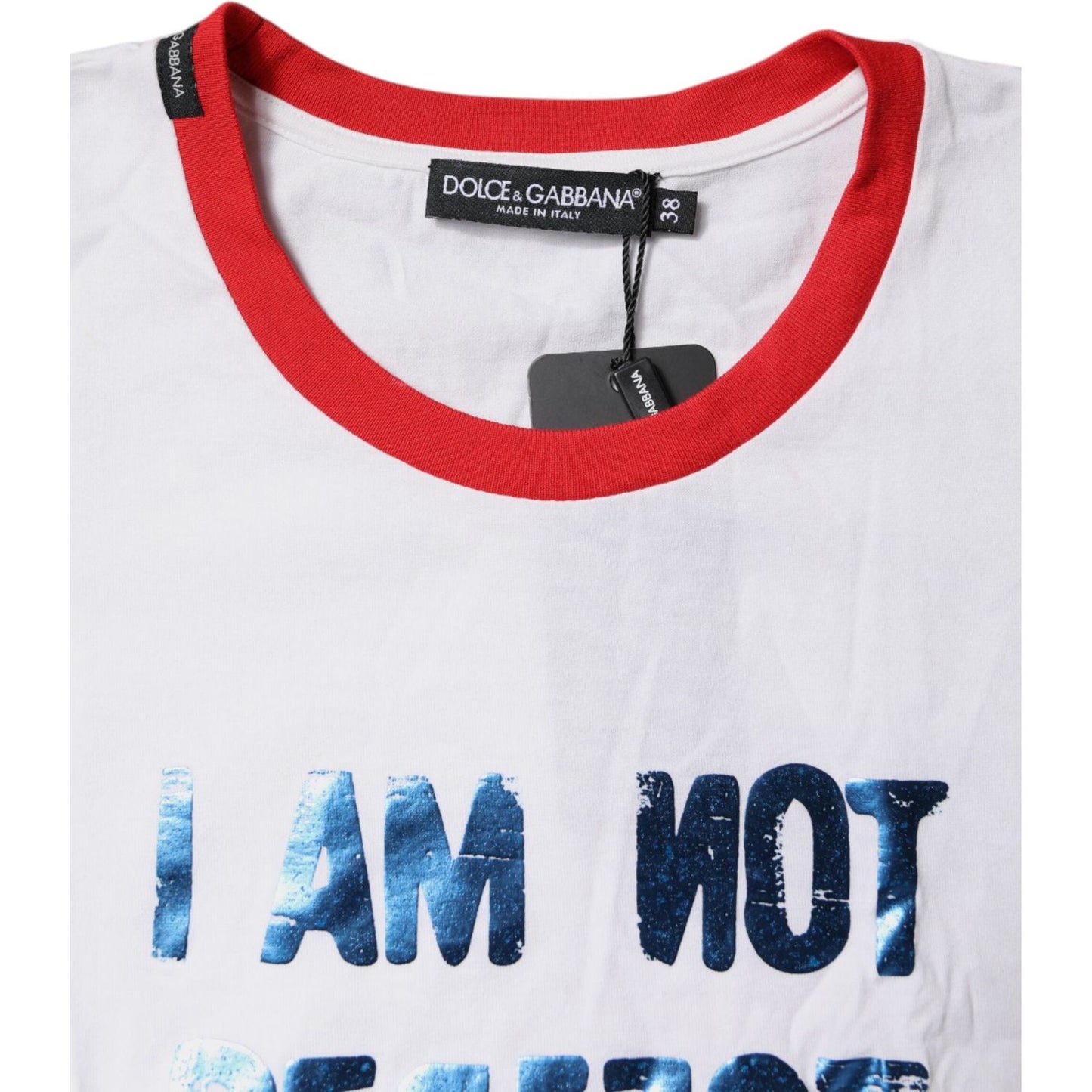 Dolce & Gabbana White Graphic Print Cotton Crew Neck T-shirt