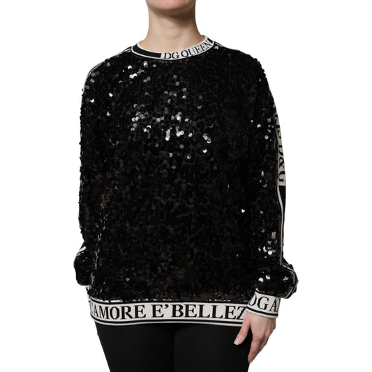 Dolce & Gabbana Black DG Queen Sequin Pullover Sweater