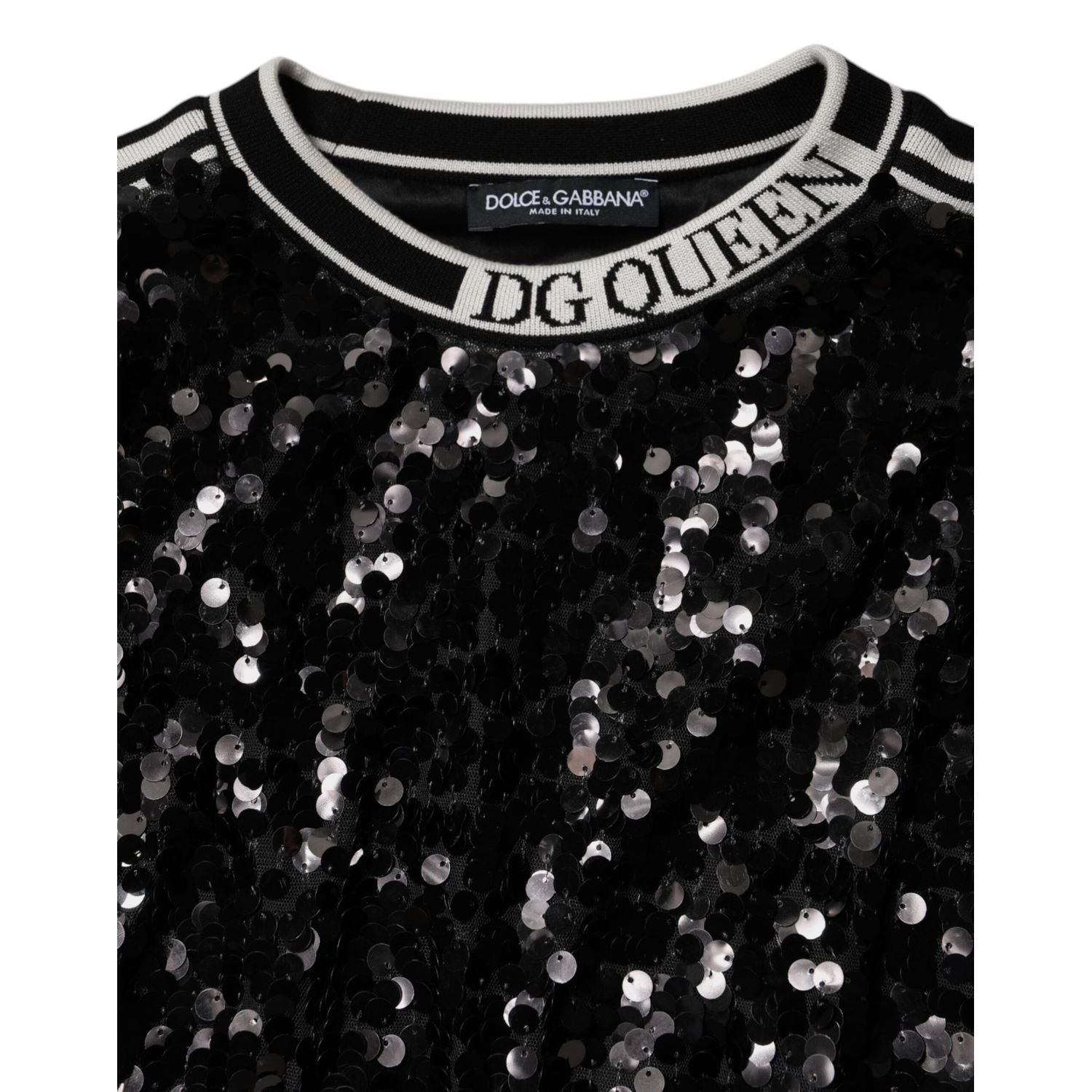 Dolce & Gabbana Black DG Queen Sequin Pullover Sweater