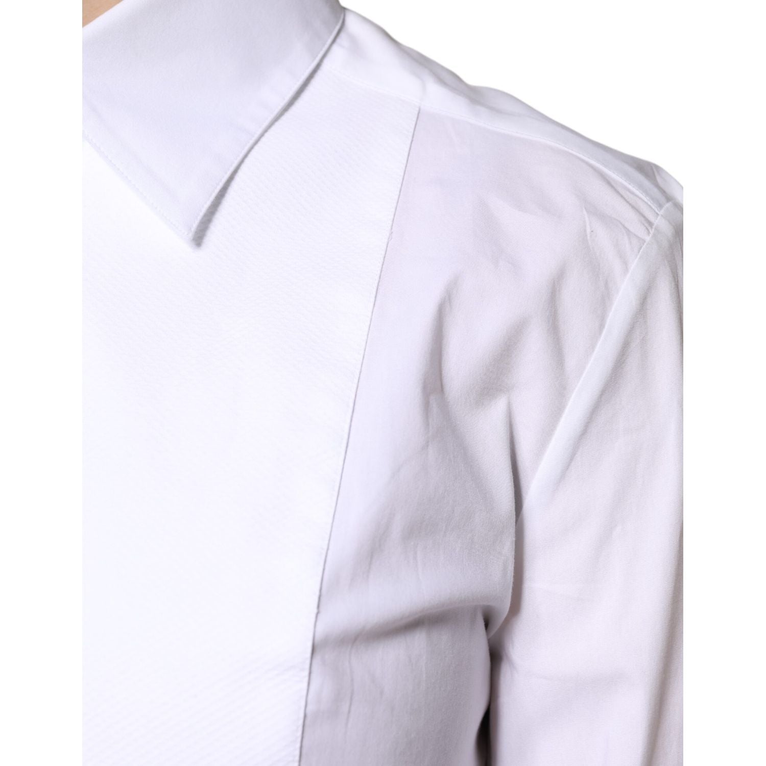 Dolce & Gabbana White Cotton Dress Collared Dress Shirt Top