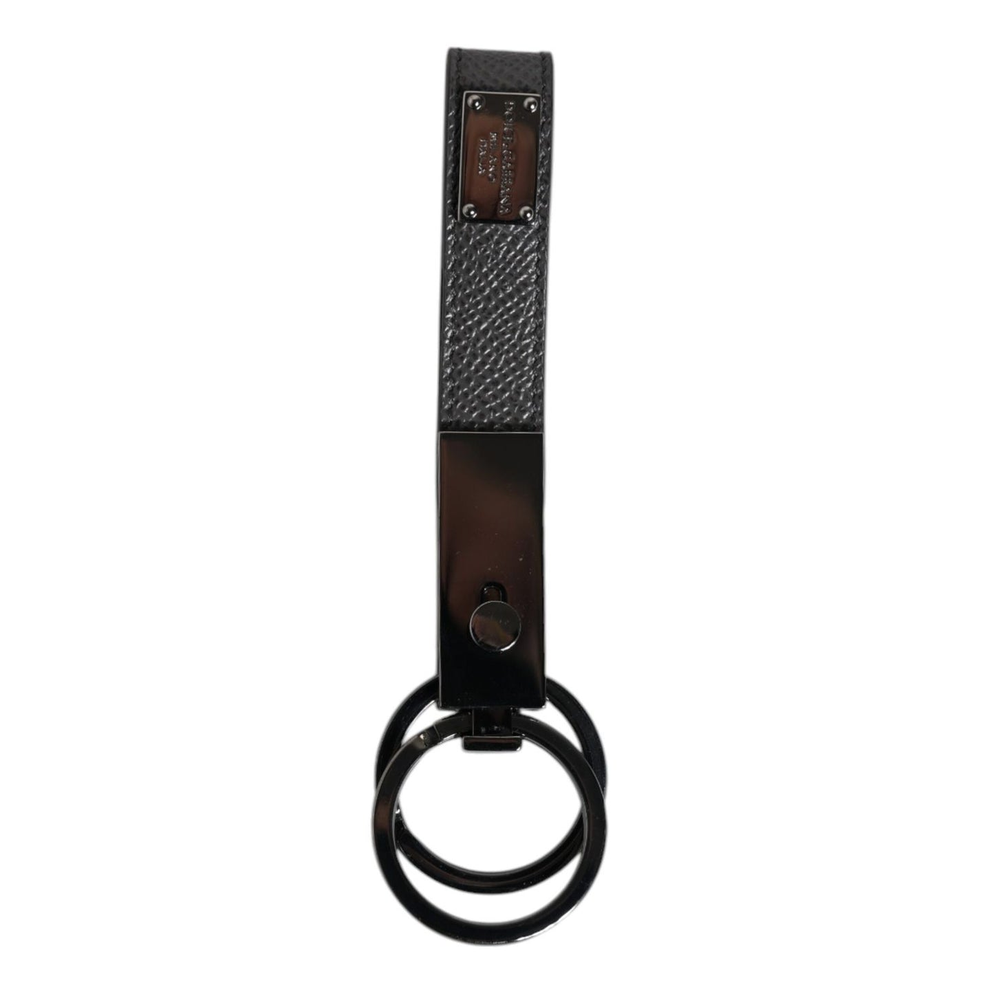 Dolce & Gabbana Brown Leather DG Plaque Double Keyring Holder Keychain