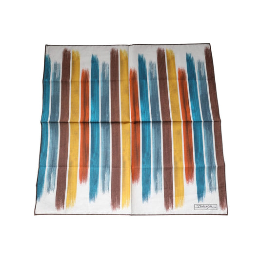 Dolce & Gabbana Multicolor Stripes Cotton Square Foulard Scarf