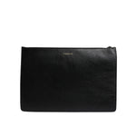 Dolce & Gabbana Black Leather #DGFAMILY Embellished Men Zip Pouch Bag BAG4279