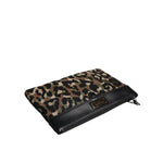 Dolce & Gabbana Multicolor Leopard Jacquard Print Logo Plaque Pouch Bag BAG4293