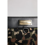 Dolce & Gabbana Multicolor Leopard Jacquard Print Logo Plaque Pouch Bag BAG4293