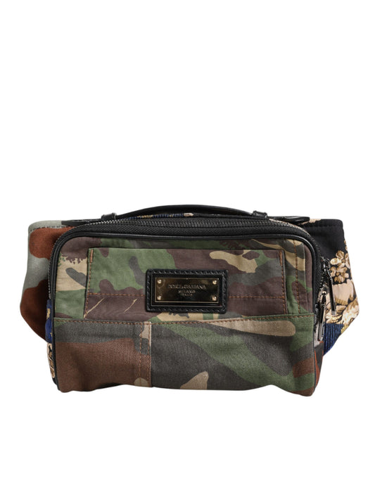 Dolce & Gabbana Multicolor Camouflage Patchwork Logo Waist Fanny Pack Bag BAG4310