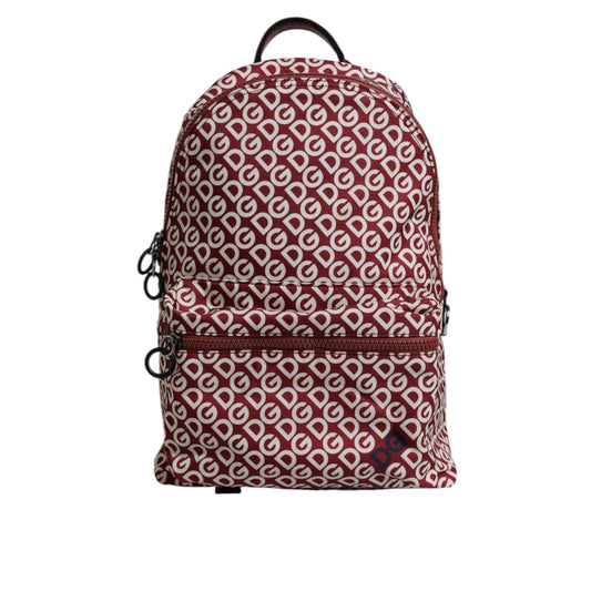 Dolce & Gabbana Red White DG Logo Print Nylon Travel Backpack Bag