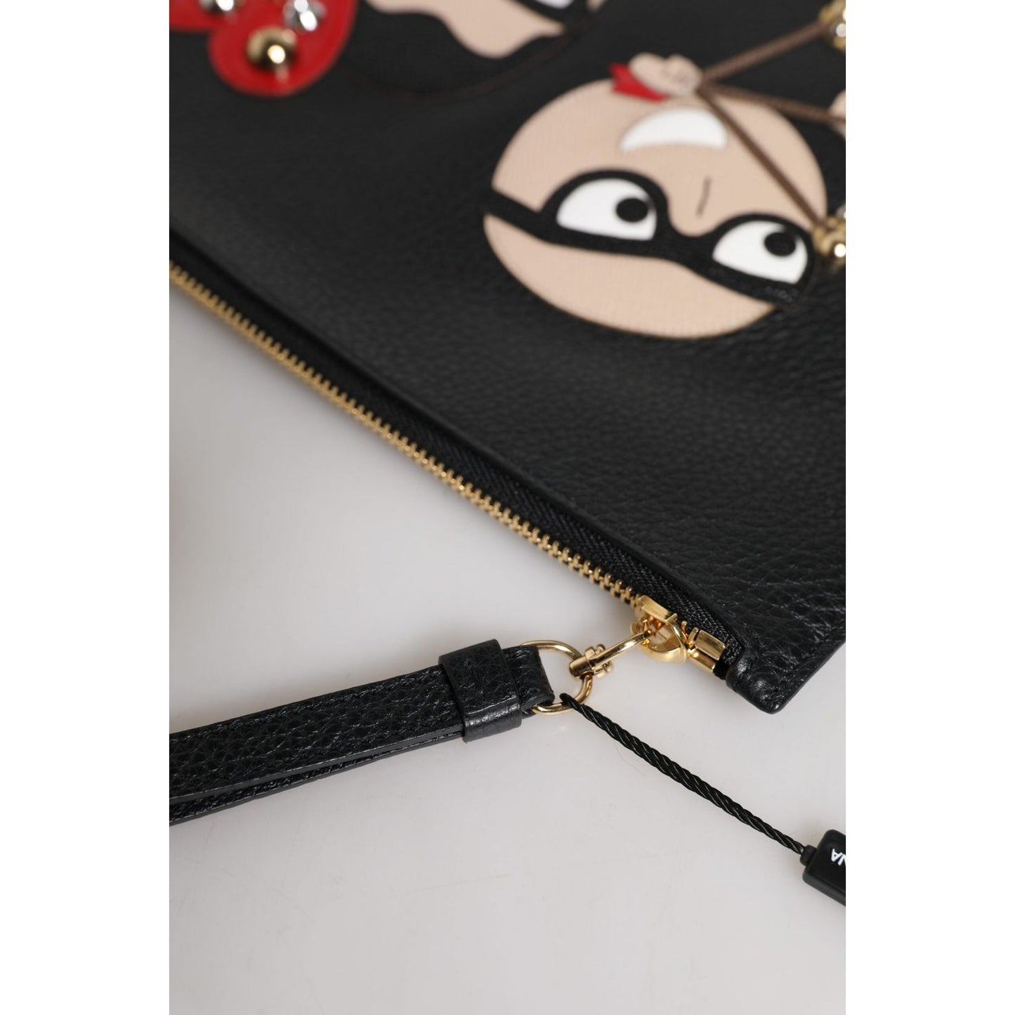 Dolce & Gabbana Black #DGFamily Embellished Leather Clutch Bag BAG4280