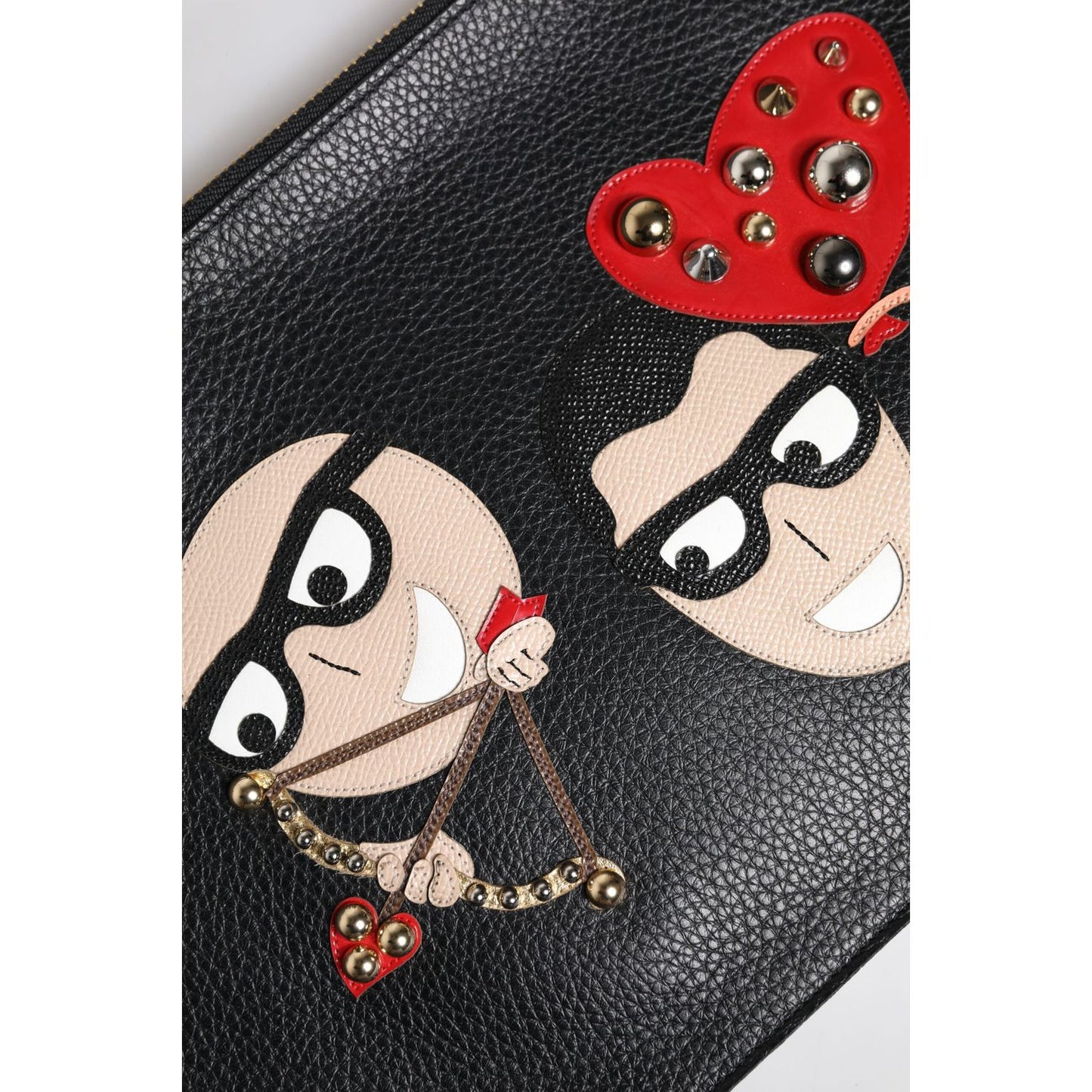 Dolce & Gabbana Black #DGFamily Embellished Leather Clutch Bag BAG4280