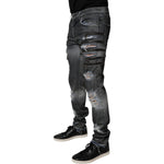Dolce & Gabbana Dark Gray Tattered Cotton Skinny Denim Jeans PAN75173-48