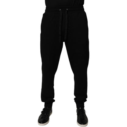 Dolce & Gabbana Black Cotton Mid Waist Jogger Sweatpants Pants