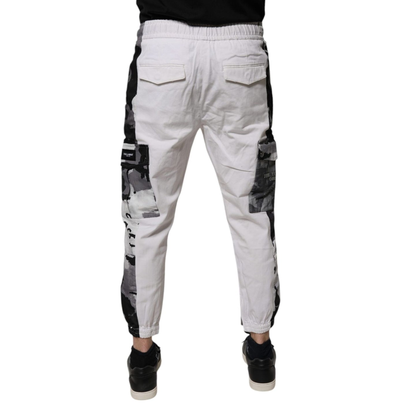 Dolce & Gabbana White Cotton Cargo Jogger Sweatpants Pants