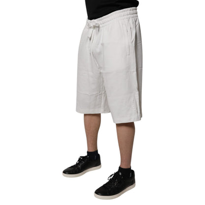Dolce & Gabbana White Cotton Sweatshorts Men Bermuda Shorts