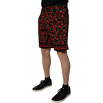 Dolce & Gabbana Black Red Cherry Print Bermuda Cotton Shorts PAN75748-48