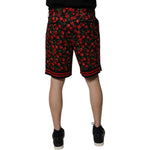 Dolce & Gabbana Black Red Cherry Print Bermuda Cotton Shorts PAN75748-48
