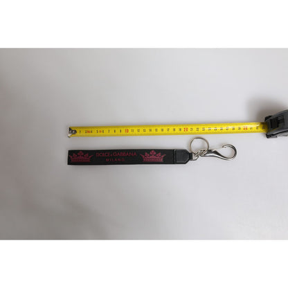 Dolce & Gabbana Black Nylon Logo DG Crown Men's Holder Keychain Keyring