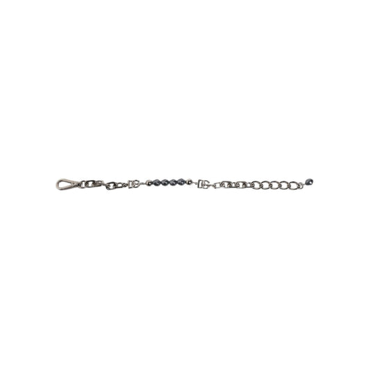 Dolce & Gabbana Silver Tone Chain Lobster Clasp Logo Gray Pearls Bracelet SMY101340
