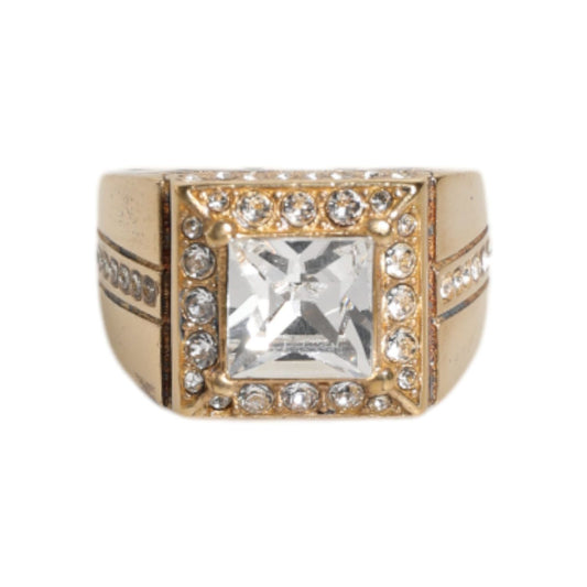 Dolce & Gabbana Gold Tone Sterling Silver 925 Crystals Ring