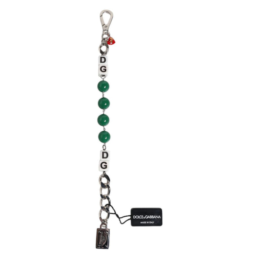 Dolce & Gabbana Silver Tone Brass Bead Dice Logo Embellish Charm Bracelet SMY10683