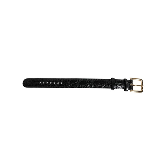 Dolce & Gabbana Black Exotic Leather Gold Tone Metal Buckle Armband SMY10696#