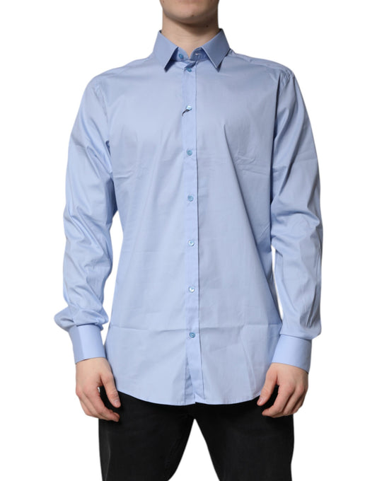 Dolce & Gabbana Light Blue Cotton GOLD Dress Formal Shirt TSH878531-39