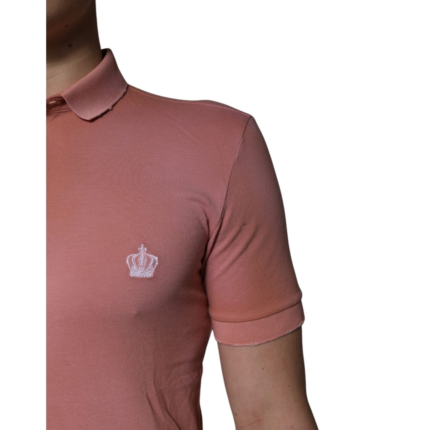 Dolce & Gabbana Pink Cotton Crown Collared Polo T-shirt