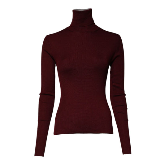 Dolce & Gabbana Burgundy Long Sleeves Turtleneck Slim Sweater TSH87148-42
