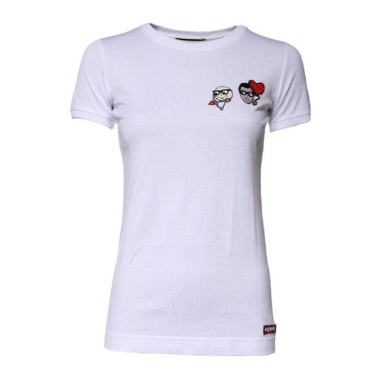 Dolce & Gabbana White #DGFAMILY Cotton Embroidery T-shirt