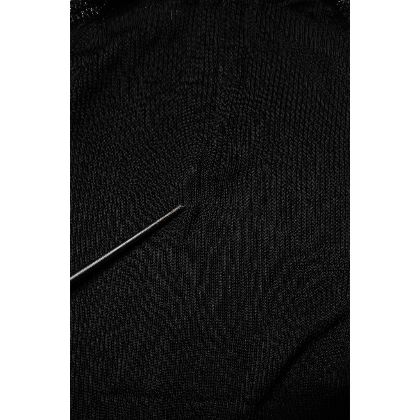 Dolce & Gabbana Black Knit Long Sleeves Turtleneck Slim Top