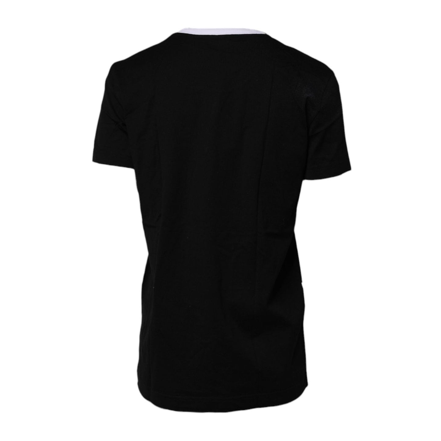 Dolce & Gabbana Black Printed Round Neck Top Cotton T-shirt TSH878643-38