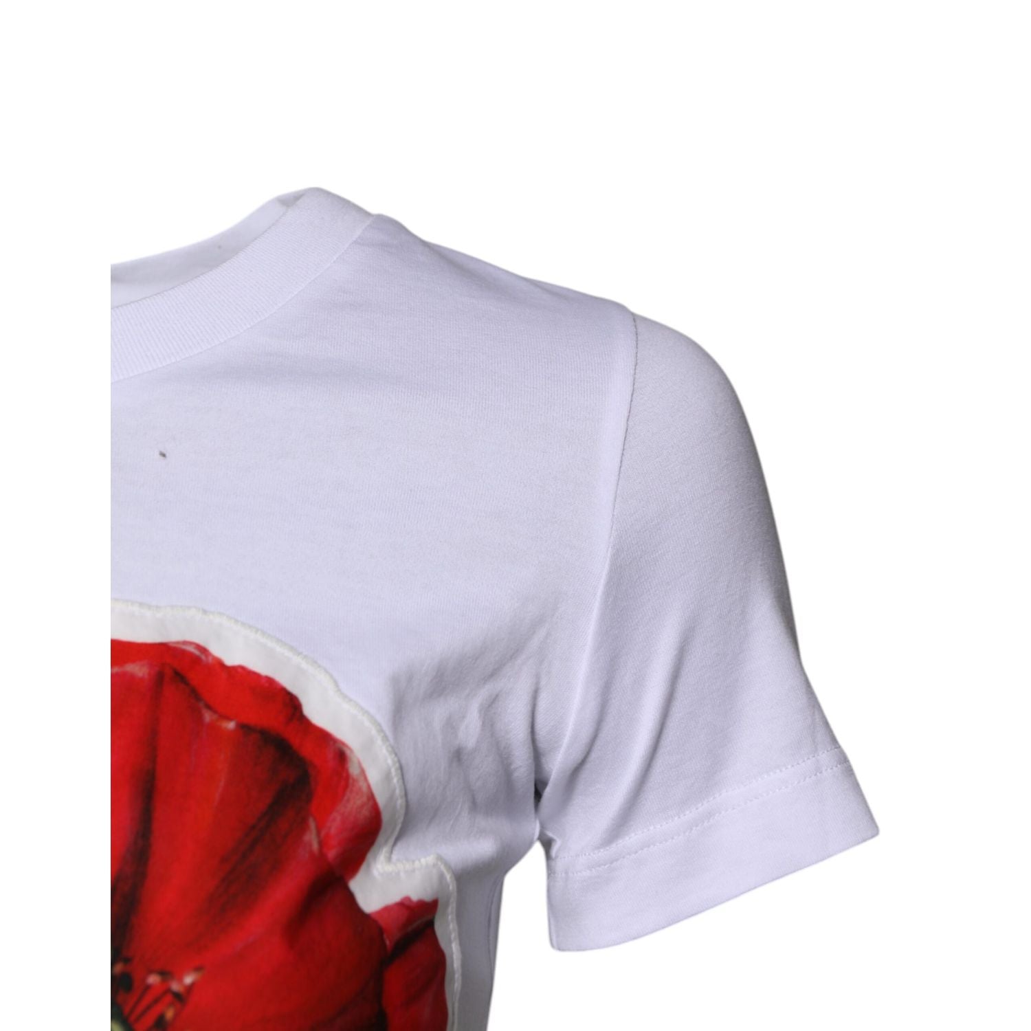 Dolce & Gabbana White Floral Print Cotton Crew Neck T-shirt