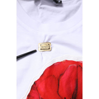 Dolce & Gabbana White Floral Print Cotton Crew Neck T-shirt