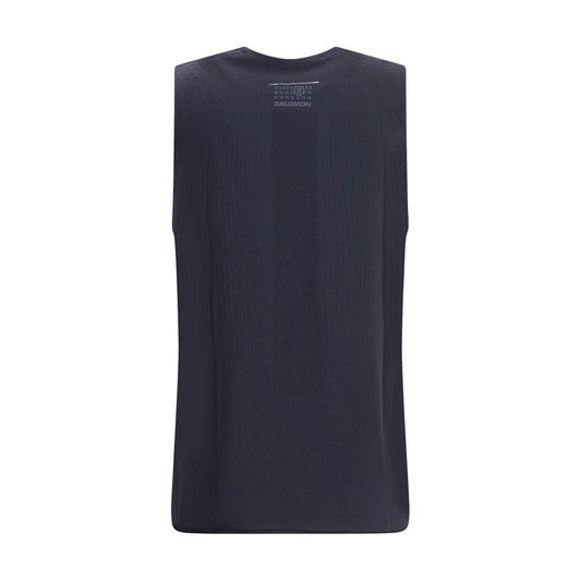 Back view of MM6 X Salomon Tank Top featuring collaboration logo, highlighting sporty and stylish design.