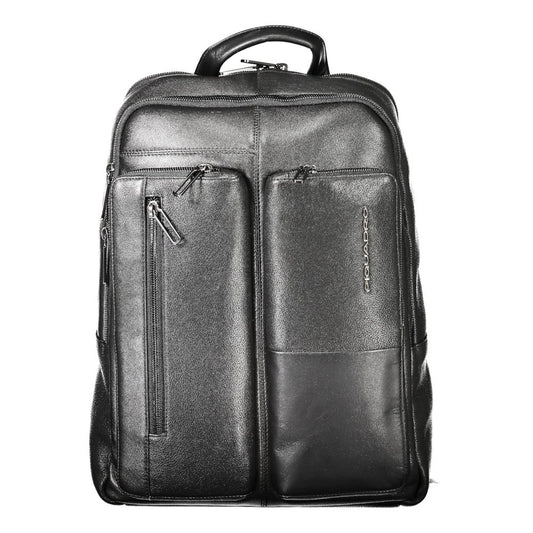 Piquadro Black Leather Men Backpack Piquadro Dark Slate Gray