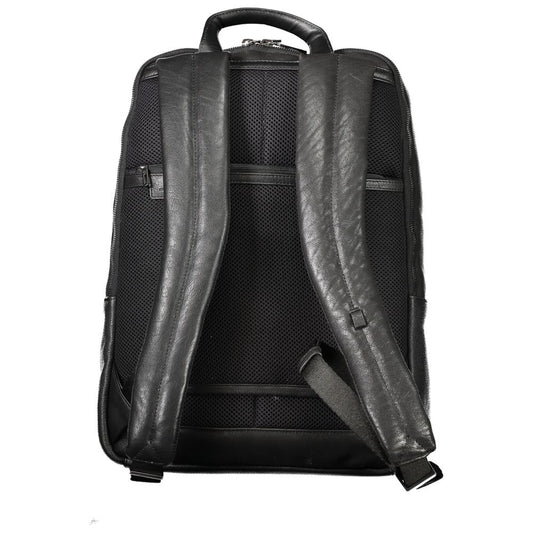 Piquadro Black Leather Men Backpack Piquadro Dark Slate Gray