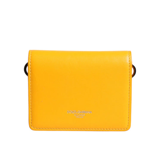 Dolce & Gabbana Yellow Leather Bifold Card Holder Crossbody Bag