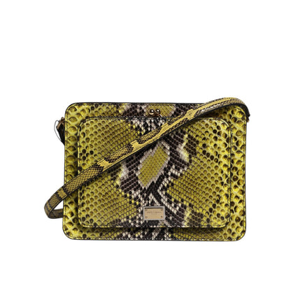 Dolce & Gabbana Green Exotic Leather DG Plaque Crossbody Clutch Bag