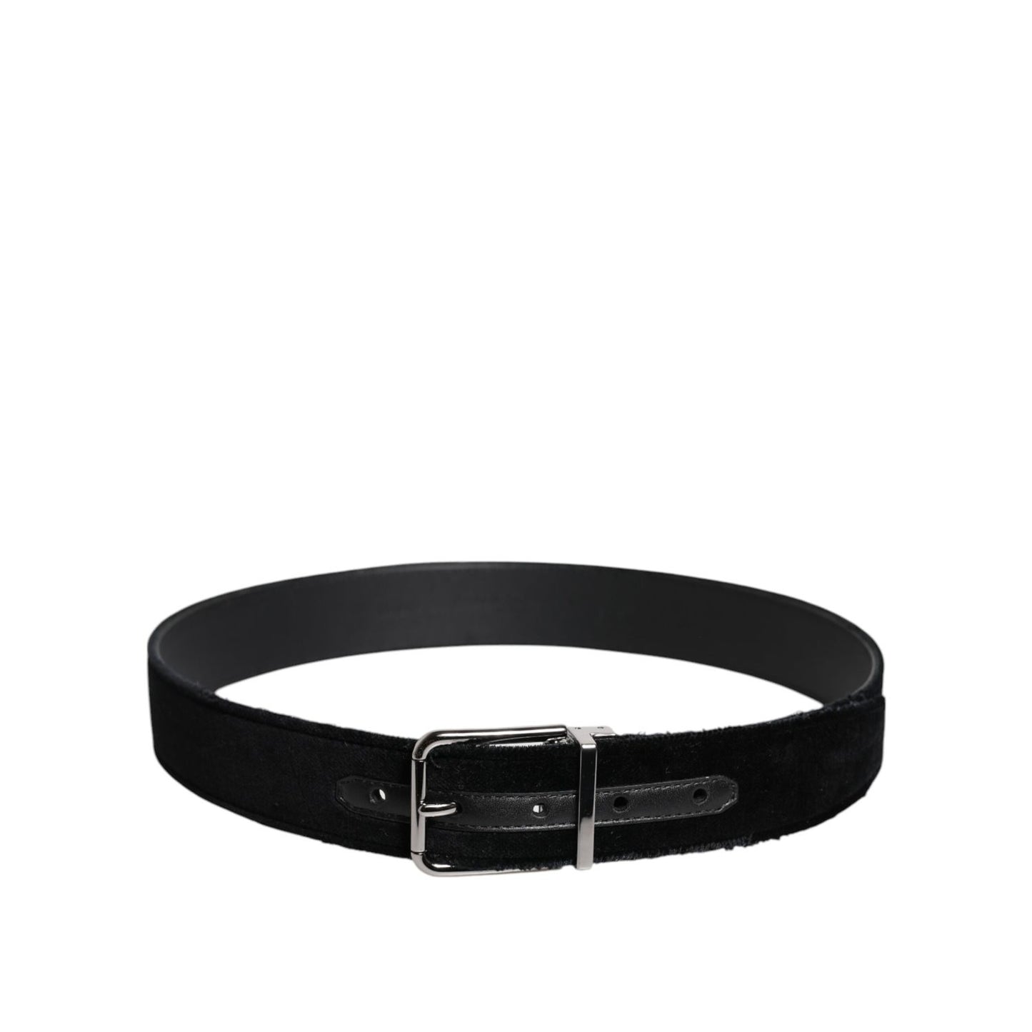 Dolce & Gabbana Black Cotton Silver Tone Metal Buckle Belt